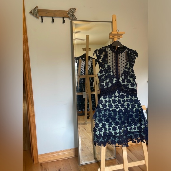 Brand new! “Self Portrait” dress. Blue lace overlay. Size 2 US/6 UK. Retail $560 - Picture 5 of 5